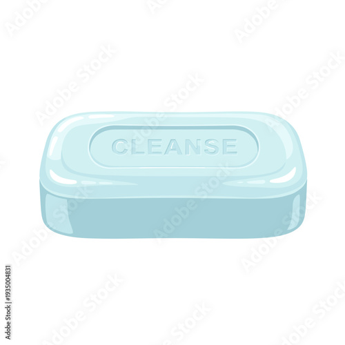 Realistic 3D Illustration of a Single Blue Soap Bar with Text