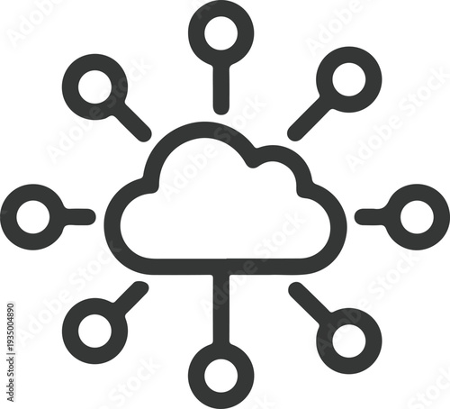 Centralized cloud network and data distribution icon