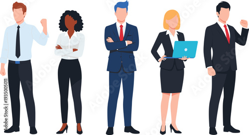 Group of diverse business professionals in formal corporate office attire