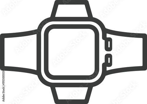 Minimalist line art icon of a modern smartwatch
