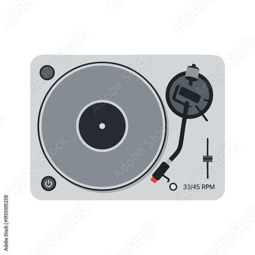 Close up of Vintage Turntable Playing Vinyl Record for Music Enthusiasts