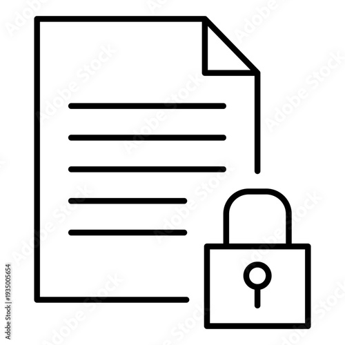 Secure document icon with padlock for data protection