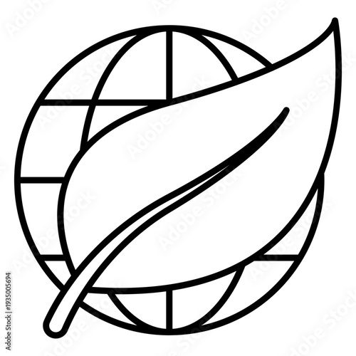 Eco friendly globe icon with leaf for environmental protection