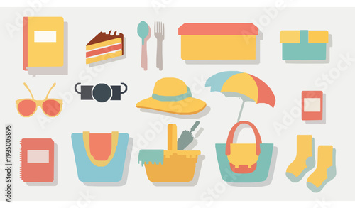 Summer Picnic and Travel Essentials Vector Illustration Set