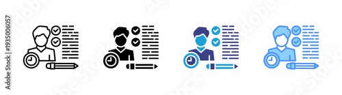 Planning icon set multiple style collection