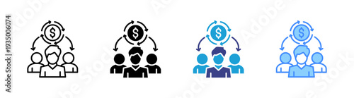 Employee Wages icon set multiple style collection