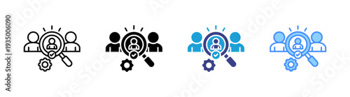Recruitment icon set multiple style collection
