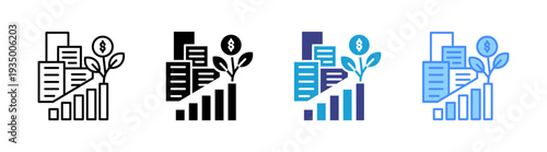 Business Growth icon set multiple style collection