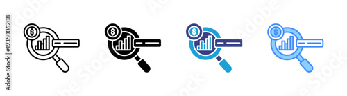 Market Analysis icon set multiple style collection