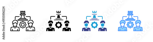 Strategies icon set multiple style collection