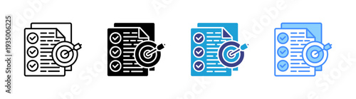 Objectives icon set multiple style collection