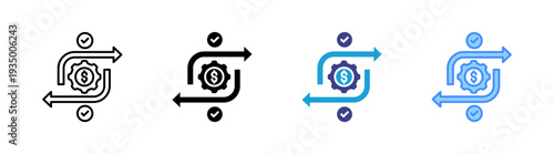 Transaction icon set multiple style collection