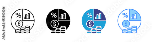 Investment icon set multiple style collection
