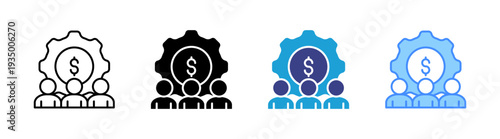 Teamwork icon set multiple style collection