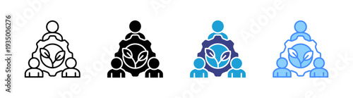 Startup icon set multiple style collection