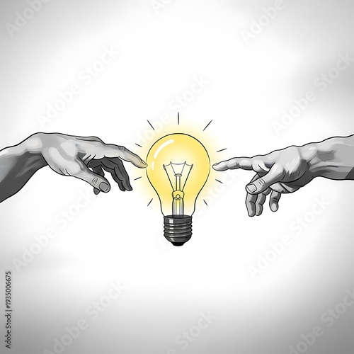 A creative idea is being shared between two individuals.