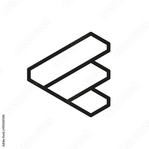 This image is a logo design of a geometrical letter F in black color on a white background.