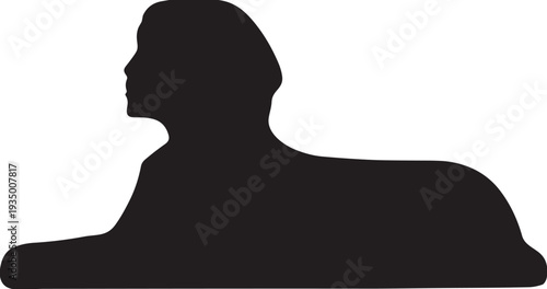 Human sphinx silhouette concept, mythical creature with female head isolated on white background fantasy vector illustration