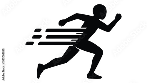 A black silhouette of a person running quickly isolated on white background, Vector