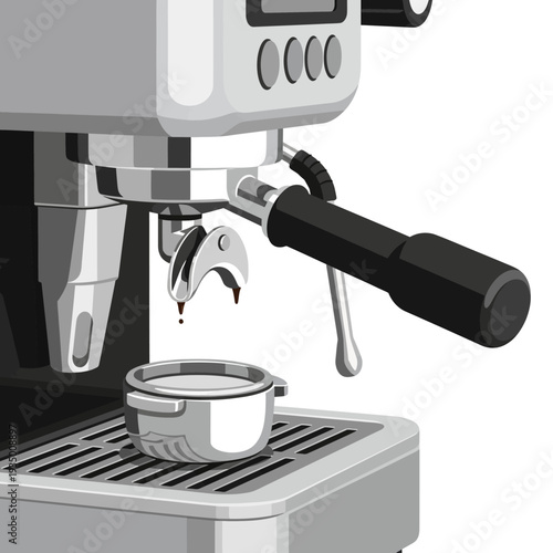 Espresso Machine Brewing Coffee into Cup