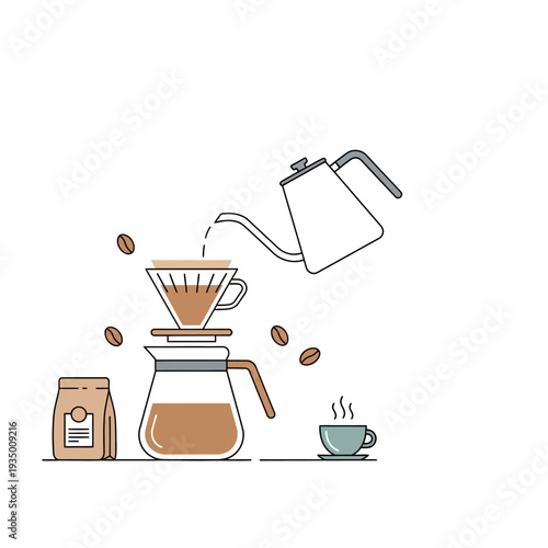 Pour Over Coffee Brewing: Fresh Beans, Hot Water, and Aromatic Cup