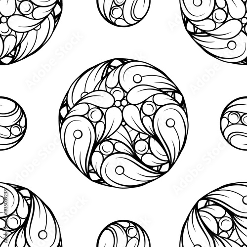 Seamless mandala pattern. Abstract floral round ornaments repeating design