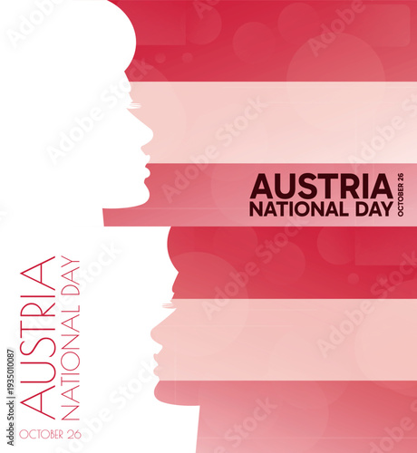 Austria National Day banner pack. Vector illustration with flag colors, person silhouette for web panel, event, social media post. Patriotic celebration backdrop, background