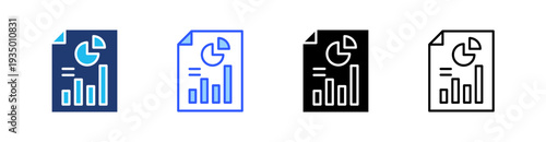 Reporting Multi Style Icon Set Vector 