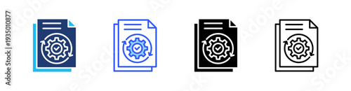 Procedure Multi Style Icon Set Vector 