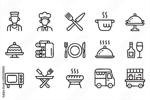 Editable Cooking and Restaurant Symbols Collection Vector