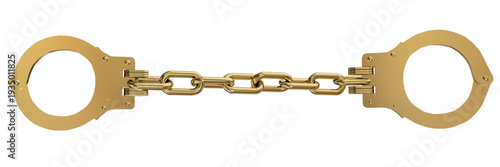 Foto golden handcuffs and chain - 3d rendering