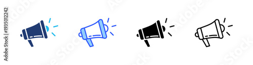 Megaphone Multi Style Icon Set Vector 