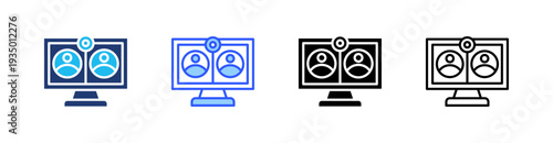 Online Meeting Multi Style Icon Set Vector 