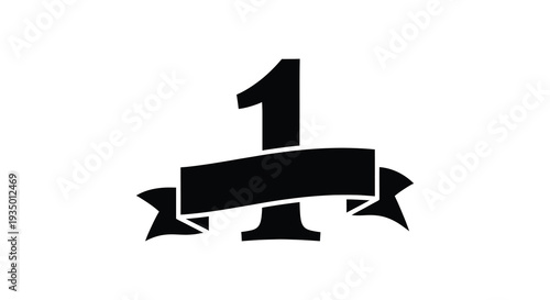 A striking graphic design featuring a number one with a ribbon banner presented as a silhouette high quality