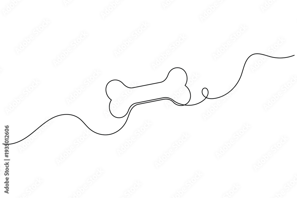 Obraz premium Dog bone continuous one line art minimalist outline vector icon