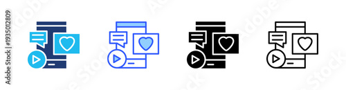 Social Media Multi Style Icon Set Vector 