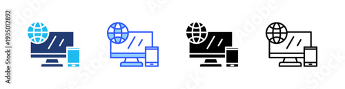 Connectivity Multi Style Icon Set Vector 