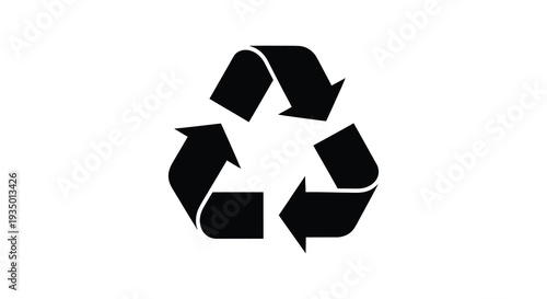 A stark black recycling symbol prominently displayed against a clean white background a striking silhouette high quality professional