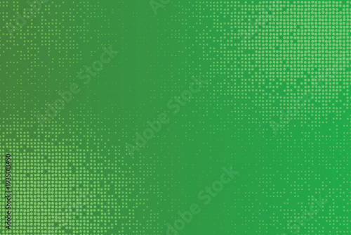 Smooth green gradient provides a modern backdrop with a subtle halftone dot pixelated structure