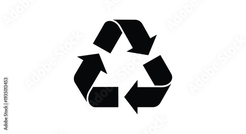 A striking black recycling symbol depicted against a white background showcasing a bold silhouette high quality professional detailed