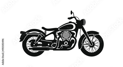 A striking black silhouette of a vintage motorcycle showcasing classic design elements silhouette high quality professional detailed modern