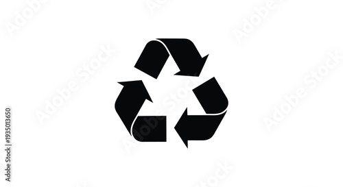 A stark black recycling symbol against a white background presents a timeless message of sustainability silhouette