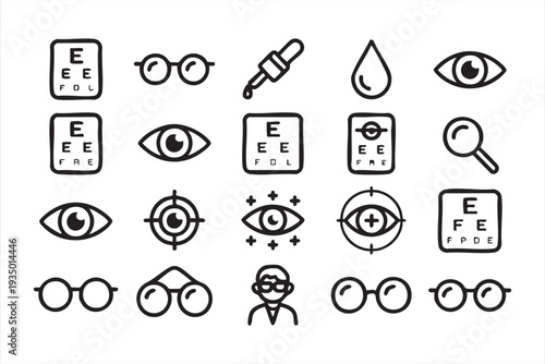 Medical Eye Screening and Diagnosis Outline Illustration