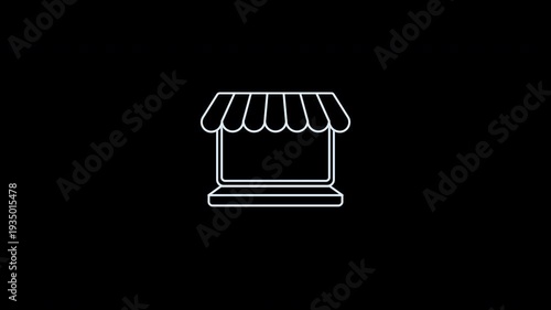 laptop shop icon Animation loop motion graphics video transparent background with alpha channel