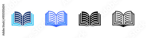 Book Multi Style Icon Set Vector 