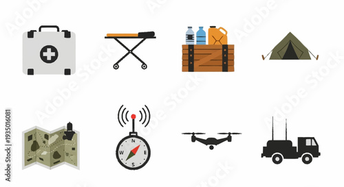 Camping and Survival Icons Set for Outdoor Adventures.
