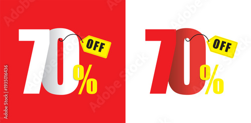 Seventy percent off sale tag 70 percent off discount percentage