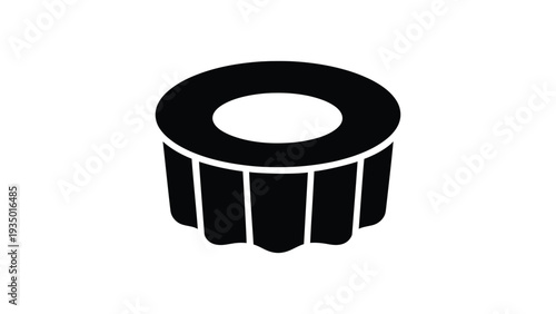 Nonstick cake ring icon. Black silhouette of a round baking mold representing easy release and perfect shaping of cakes.