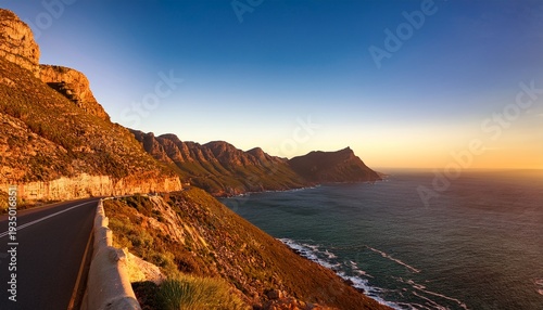 Scenic Road Along Ocean And Mountains At Sunset Chapmanrs Peak Drive