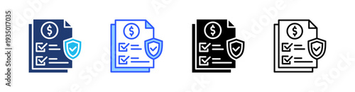 Insurance Claim Multi Style Icon Set Vector 